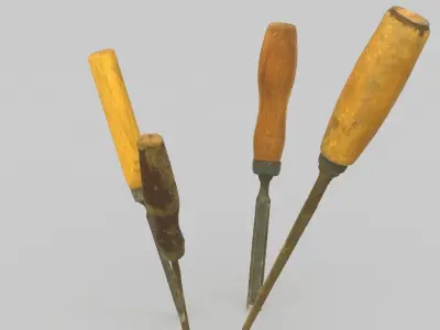 Chisels Middle Poly 3D model