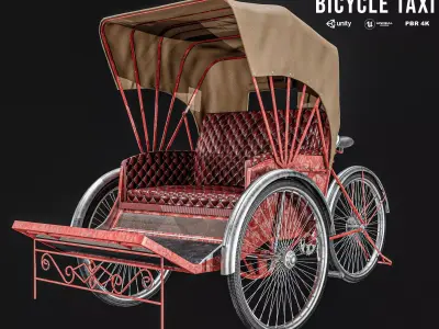 Bicycle Taxi  Rickshaw Low-poly 3D model