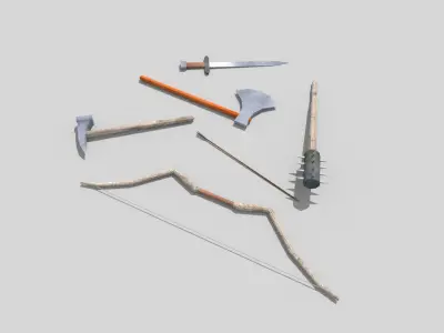 low poly medieval weapons pack 2 Low-poly 3D model