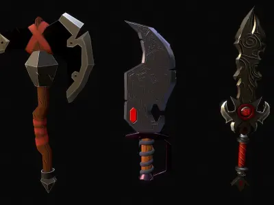 Fantasy weapons pack Low-poly 3D model