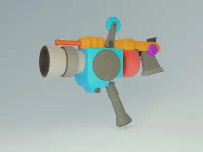 Space Cartoon Gun Package Low-poly 3D model