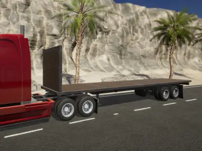 Semi Truck Trailer 03 - Flatbed v1 Low-poly 3D model