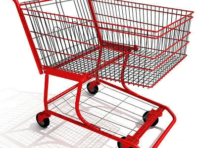 3D Red Metal Shopping Cart 3D model