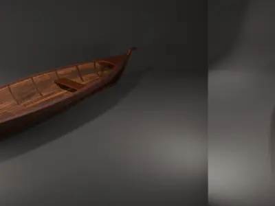 Wooden Longboat Low-poly 3D model