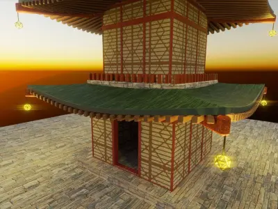 Stylized Japanese Pagoda  3D model
