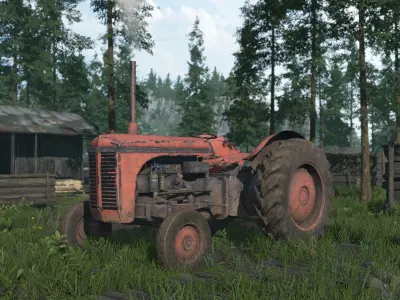 Old Farm Tractor - PBR and Game Ready Low-poly 3D model