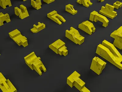 Building Blocks Kit Machined Parts Hard Surface V5 Low-poly 3D model