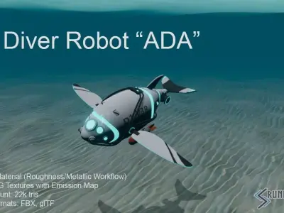 Diver Robot Low-poly 3D model