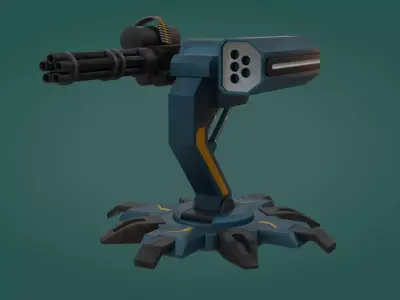 Sci-fi Turret - Low Poly - Game Ready - PBR Low-poly 3D model