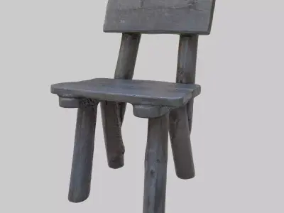 Old Wooden Chair Low-poly 3D model