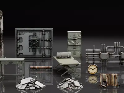 Abandoned Soviet Interior Low-poly 3D model