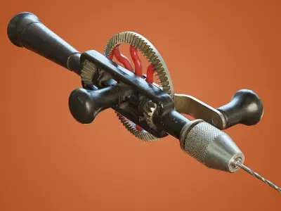 Old Hand Drill Low-poly 3D model get