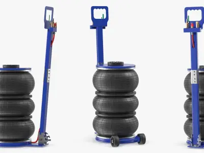 Triple Bellows Pneumatic Jack Tool Rigged for Cinema 4D 3D model