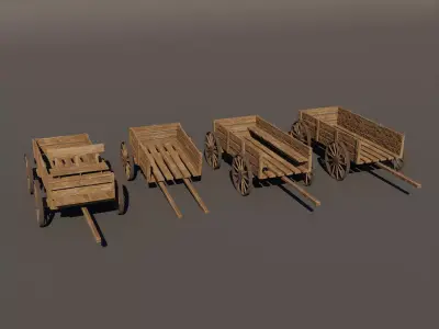 Medeival Wagons Low-poly 3D model