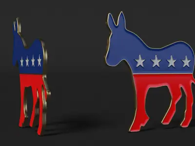 Democrat Man Thinking Pose with Democratic Icon 3D model