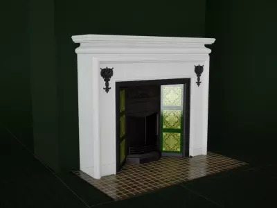 Victorian fireplace Low-poly 3D model