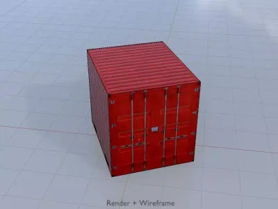 Shipping-cargo-Container traffic red 10ft Low-poly 3D model