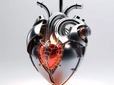 Cybernetic Heart with Glowing Tubes 3D model