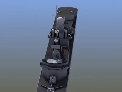 Cassard Frigate Game Ready Low-poly 3D model