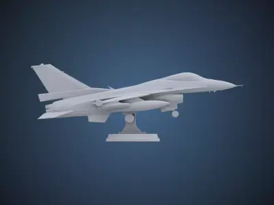 Modern Fighter Jet Model with Stand - High Poly Plane PM-234 3D print model