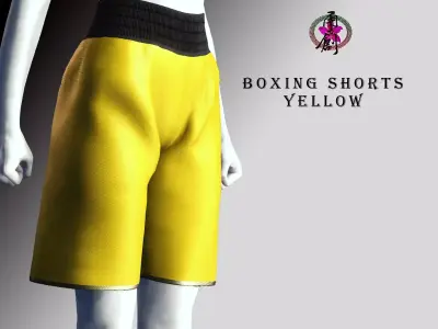 Boxing Shorts - Yellow Low-poly 3D model