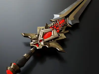 Fantasy combat short sword 3D model