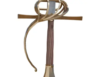 Rapier gold sword with cross Free low-poly 3D model
