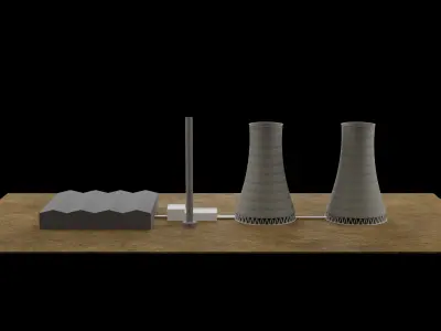 Nuclear Power Station 3D Model Low-poly 3D model