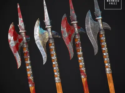 Low Poly Stylized axe Multi texture Low-poly 3D model