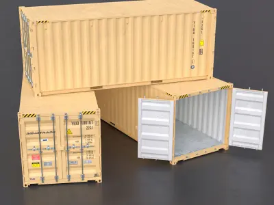 20ft Cargo Container Military Beige Low-poly 3D model