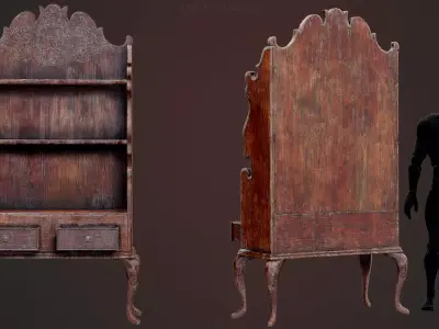 Bookshelf  Low-poly 3D model