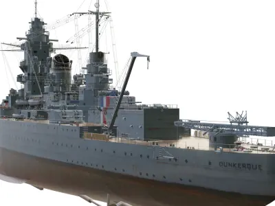 Dunkerque-class battleship Low-poly 3D model