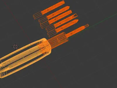 Screwdriver pen on wooden table Free 3D model