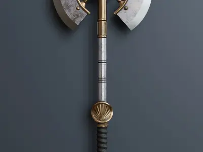 Fantasy style battle ax A1 3D model