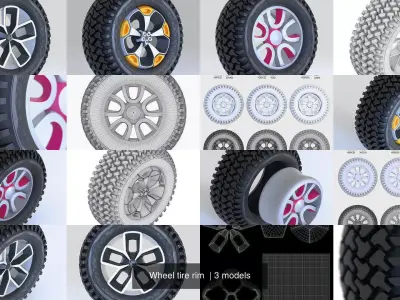 Wheel tire rim  3D Model Pack