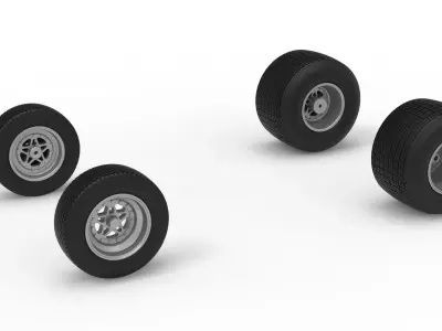 Wheel Set of Dirt Silver Crown Car Scale 1 to 25 3D print model