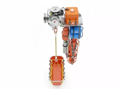 Helicopter Rescue Hoist Rig and Equipment rig Low-poly 3D model