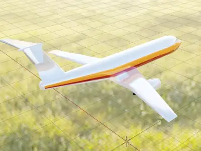Fictional Twin Engine T-Tail Jetliner 7N7-100 Inspired Low-poly 3D model