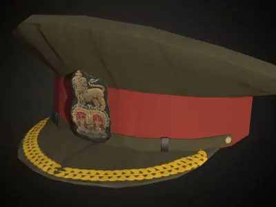 4 British ww2 military officier berets Low-poly 3D model