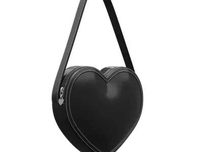 Black Leather Heart Bag 3D model