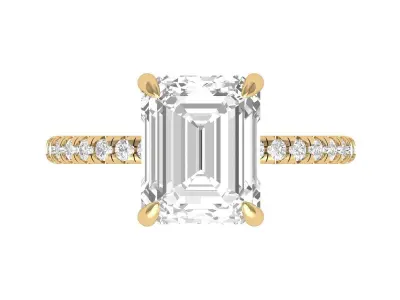 Emerald Solitaire Ring 3D print model 32