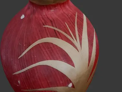 Antique Hand-Painted Red Ceramic Vase 3D Scan Low-poly 3D model