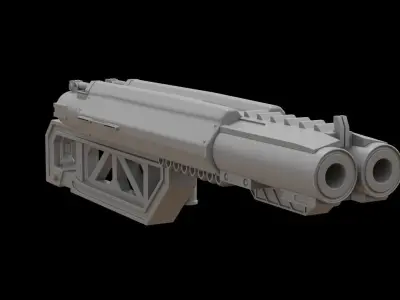 Mecha hard surface shotgun 3D model