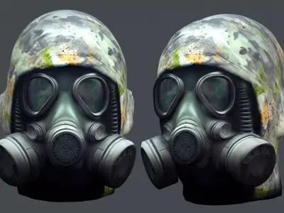 Gas mask helmet 3d model military combat fantasy cyborg  Low-poly 3D model purchase