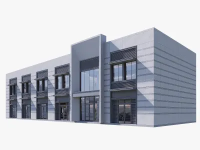 Commercial building Low-poly 3D model 5