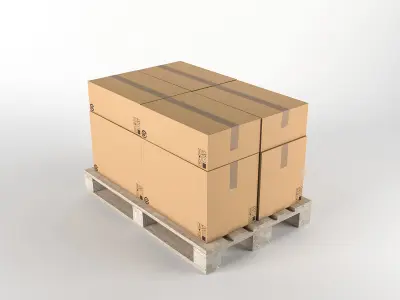 Pallet cardboard box Low-poly 3D model