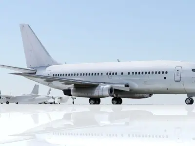 Vintage B 737 200 White Low Poly Static Low-poly 3D model