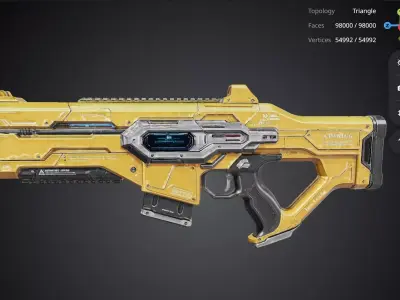 Futuristic Yellow Gun 3D model purchase