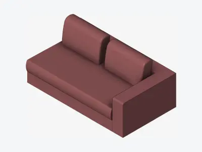 Seat - Sofa - Simplicity - Comfort - Double - One Arm Low-poly 3D model