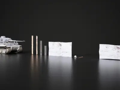Procedural WWII Battlefield Models Free low-poly 3D model